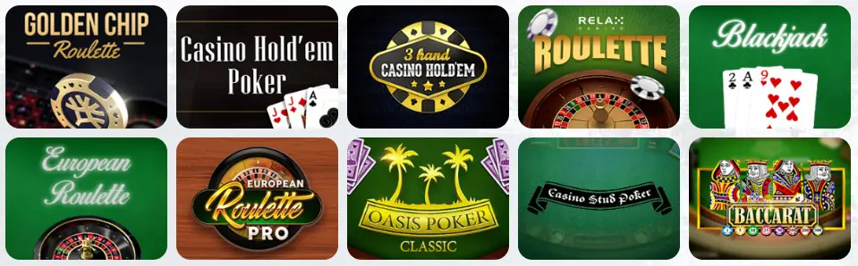 Jeux de table au Betiton Casino